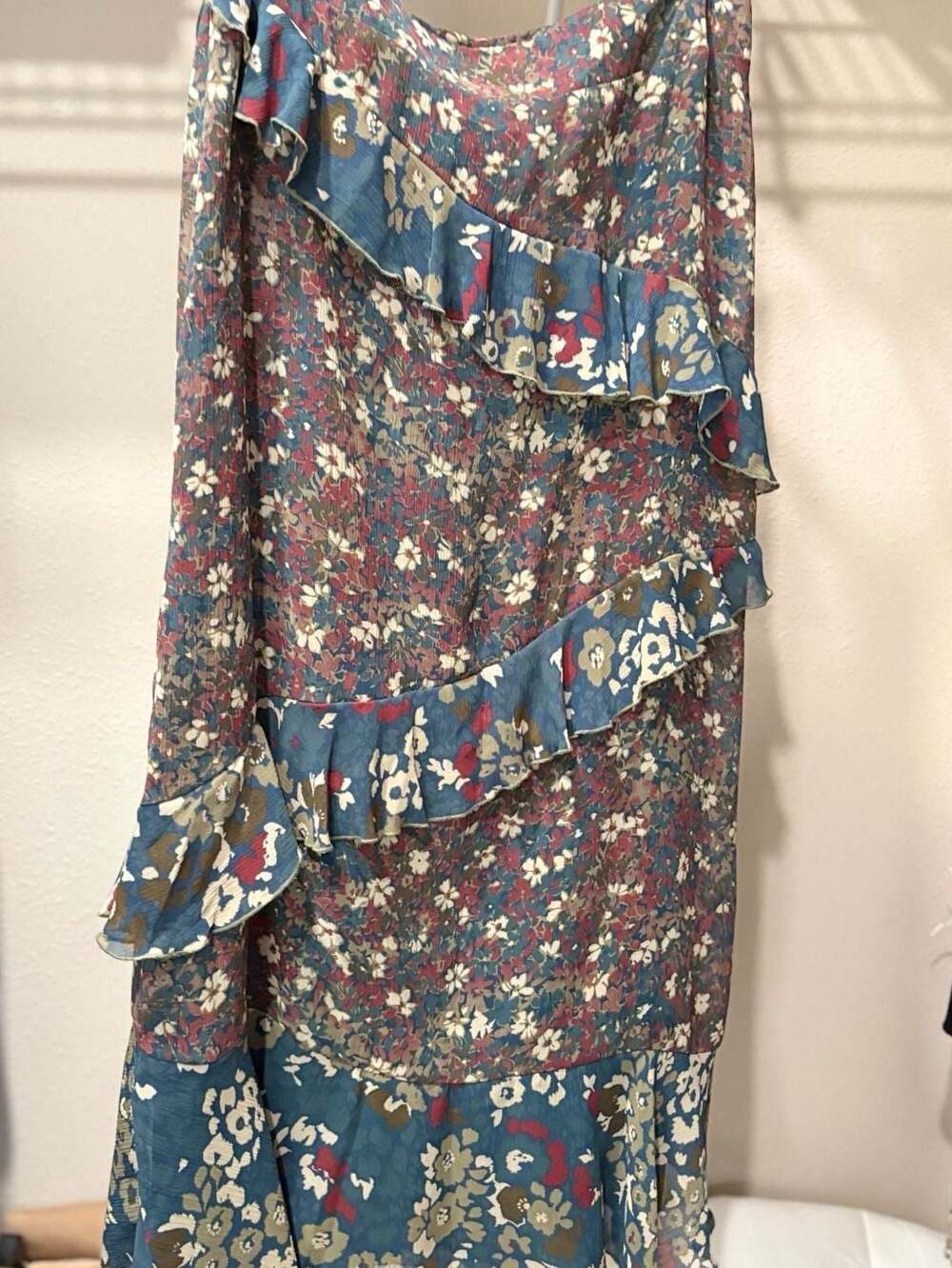 Betty Jackson Black Floral Chiffon Ruffled Maxi Skirt Size 12